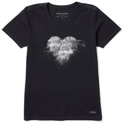 Life Is Good - Womens Heart Clouds Crusher T-Shirt
