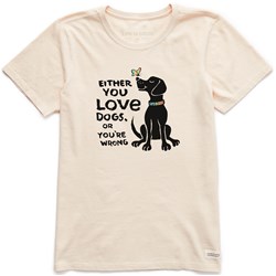Life Is Good - Womens Inkbrush Love Dogs Crusher T-Shirt