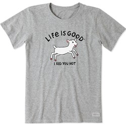 Life Is Good - Womens Jumping Baby Goat Crusher T-Shirt