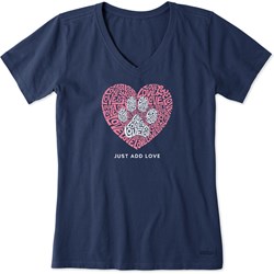 Life Is Good - Womens Just Add Love Paw Heart Crusher T-Shirt