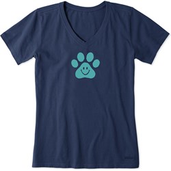 Life Is Good - Womens Naive Smiley Paw Crusher T-Shirt