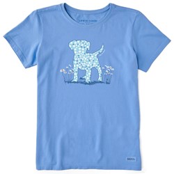 Life Is Good - Womens Patterna Daisy Dog Crusher-Lite T-Shirt