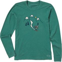Life Is Good - Womens Quirky Moose Snowboard Vista Long Sleeve Crusher T-Shirt