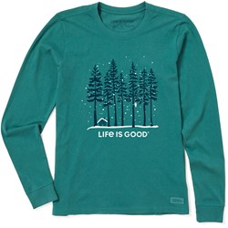 Life Is Good - Womens Snowy Owl Tall Pines Long Sleeve Crusher T-Shirt