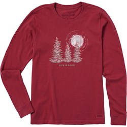 Life Is Good - Womens Snowy Pines With Cardinals Long Sleeve Crusher T-Shirt