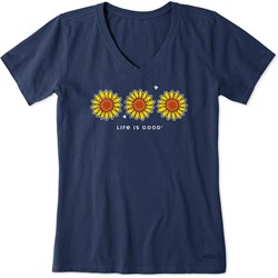 Life Is Good - Womens Three Sunflowers Crusher T-Shirt