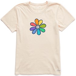 Life Is Good - Womens Vintage Rainbow Daisy Crusher T-Shirt