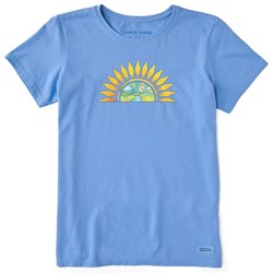Life Is Good - Womens Washy Macro-Micro Sunflower Short Sleeve Crusher T-Shirt