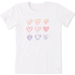 Life Is Good - Womens Watercolor Heart Grid Crusher T-Shirt