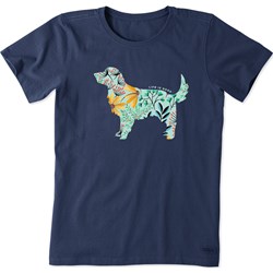 Life Is Good - Womens Wildflower Dog Crusher T-Shirt