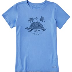Life Is Good - Womens Woodcut Daisy Turtle Crusher T-Shirt
