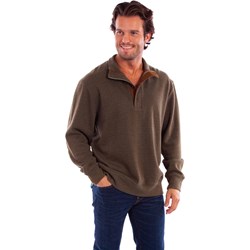 Scully - Mens Pullover Quarter Zip/Button Sweater