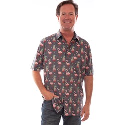 Scully - Mens Short Sleeve Flamingos & Pineapples Shirt