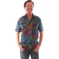 Scully - Mens Short Sleeve Batik Paisley/Flowers Shirt