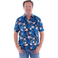 Scully - Mens Short Sleeve Flamingos & Ferns Shirt