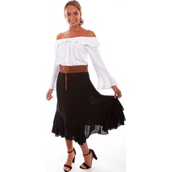 Scully - Womens Skirt With Crochet Band Faux Belt