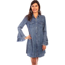 Scully - Womens Western Yoke Shirt Dress Bell Sleeve