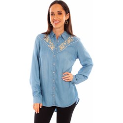 Scully - Womens Tencel Blouse W/Emb. & Piping