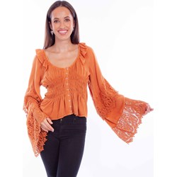 Scully - Womens Crochet Bell Sleeve Top