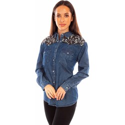 Scully - Womens Denim Blouse W/Jacquard Contrast