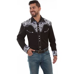 Scully - Mens Floral Tooled Embroidery Shirt