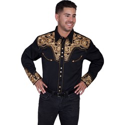 Scully - Mens Floral Tooled Embroidery Shirt