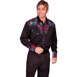 Scully - Mens Colorful Floral Tooled Emb. Shirt