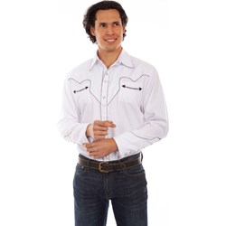 Scully - Mens Solid Shirt W/Candy Cane Piping