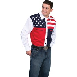 Scully - Mens Red/White/Blue Color Block Shirt