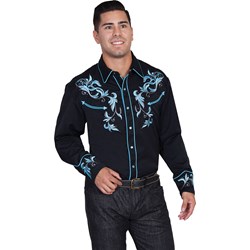 Scully - Mens Embroidered Scroll W/Studs Shirt