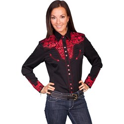 Scully - Womens Floral Tooled Emb. Blouse