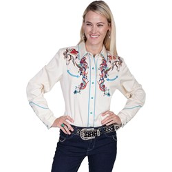 Scully - Womens Colorful Horse Embroidery Shirt