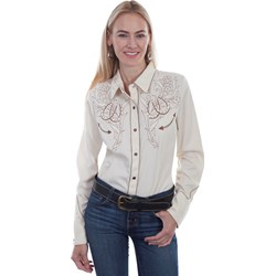 Scully - Womens Horse Shoe Flowers & Stones Blouse