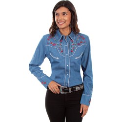 Scully - Womens Longhorn & Roses Emb. Shirt