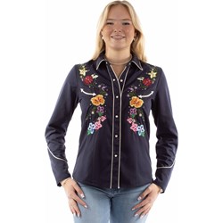 Scully - Womens Bright Floral Emb. Blouse