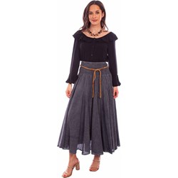 Scully - Womens Acid Wash Skirt W/Beaded Cord Belt