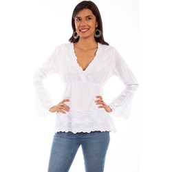 Scully - Womens Plunging Neck Line W/Bell Sleeves Top