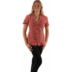 Scully - Womens Short Sleeve Emb. Blouse