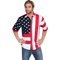 Scully - Mens Short Sleeve Star & Flag Shirt