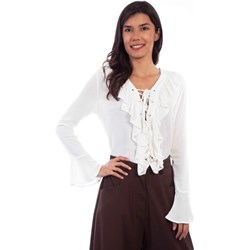 Scully - Womens Ruffle Lace Up Blouse