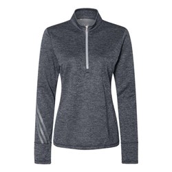 Adidas - Womens A285 Brushed Terry Heathered Quarter-Zip Pullover