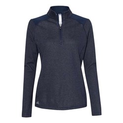 Adidas - Womens A464 Heathered Quarter-Zip Pullover With Colorblocked Shoulders