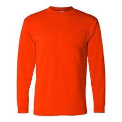 Bayside - Mens 1730 Usa-Made 50/50 Long Sleeve T-Shirt With A Pocket