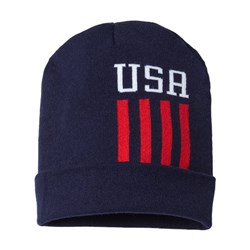 Cap America - Mens Rk12 Usa-Made Patriotic Cuffed Beanie