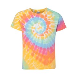 Dyenomite - Kids 20Bms Multi-Color Spiral Tie-Dyed T-Shirt