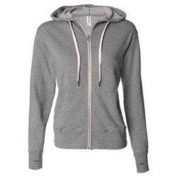 Independent Trading Co. - Mens Prm90Htz Unisex Heathered French Terry Full-Zip Hooded Sweatshirt