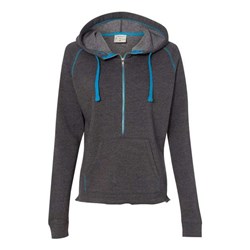 J. America - Womens 8876 Half-Zip Triblend Hooded Pullover Sweatshirt