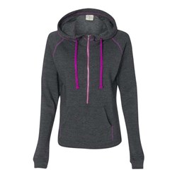 J. America - Womens 8876 Half-Zip Triblend Hooded Pullover Sweatshirt