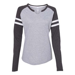 Lat - Womens 3534 Fine Jersey Mash Up Long Sleeve T-Shirt