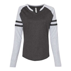 Lat - Womens 3534 Fine Jersey Mash Up Long Sleeve T-Shirt